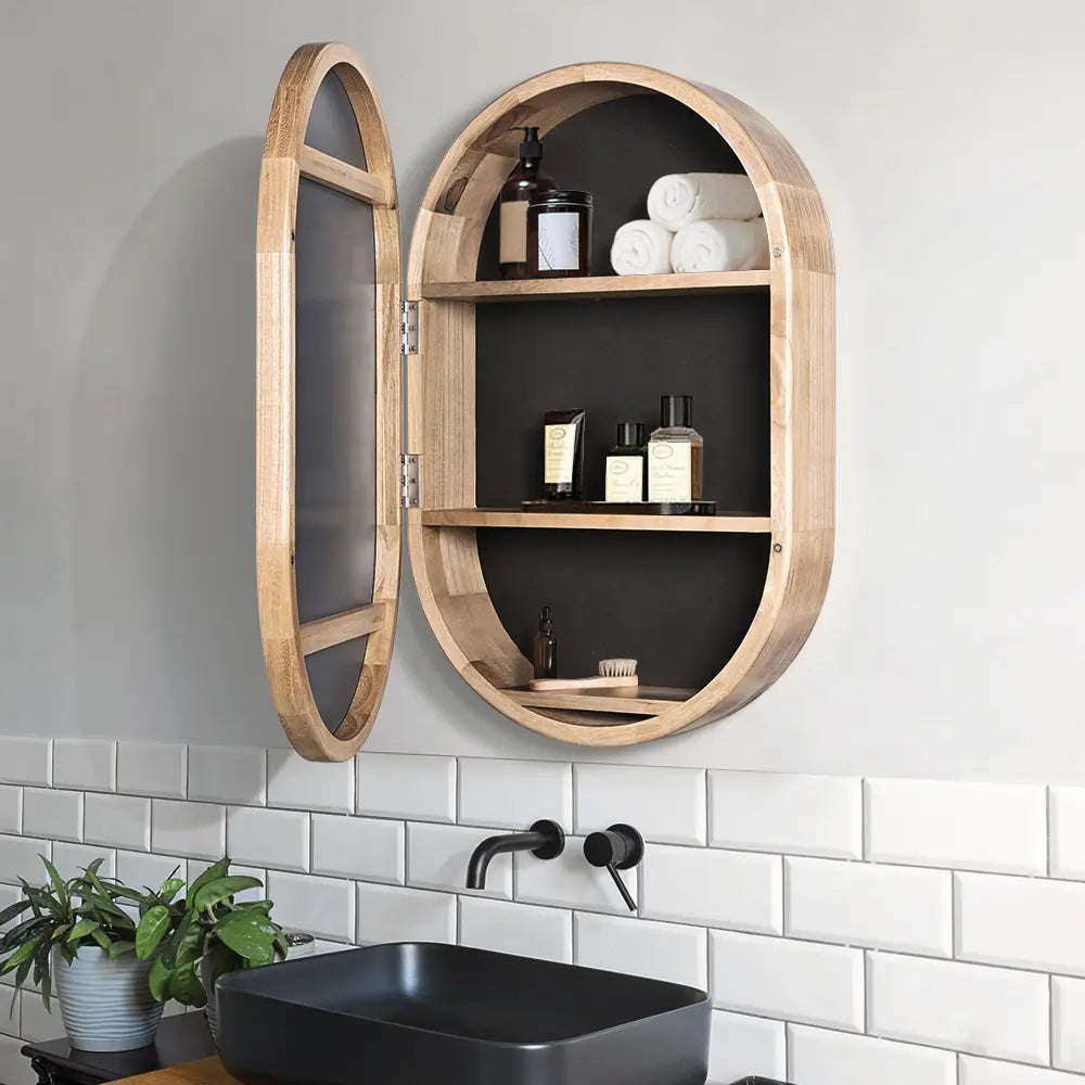 Sofie 450mm Oval Wall-Mounted Mirror Bathroom Cabinet