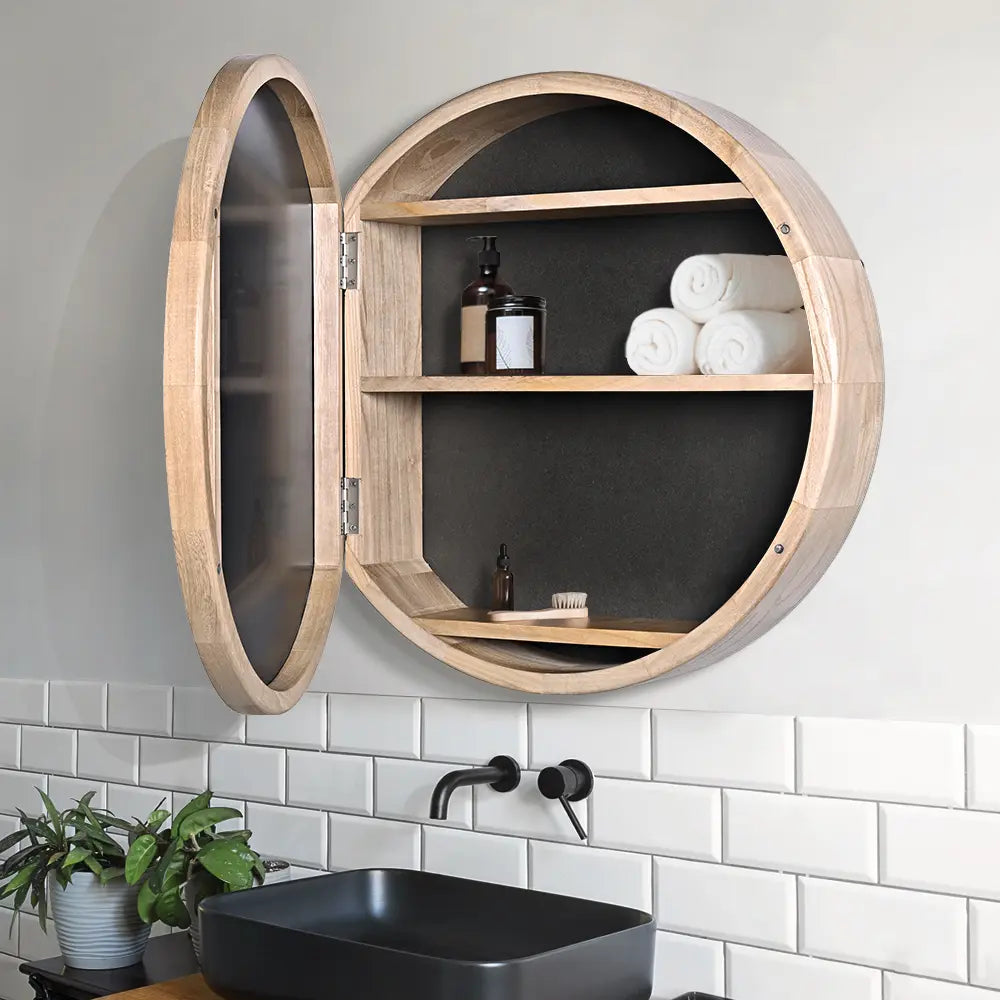 Sofie 600mm Round Wall-Mounted Mirror Bathroom Cabinet