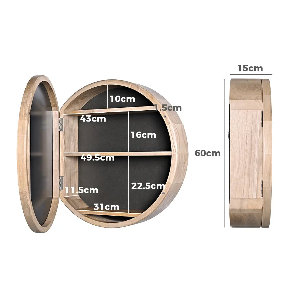 Sofie 600mm Round Wall-Mounted Mirror Bathroom Cabinet