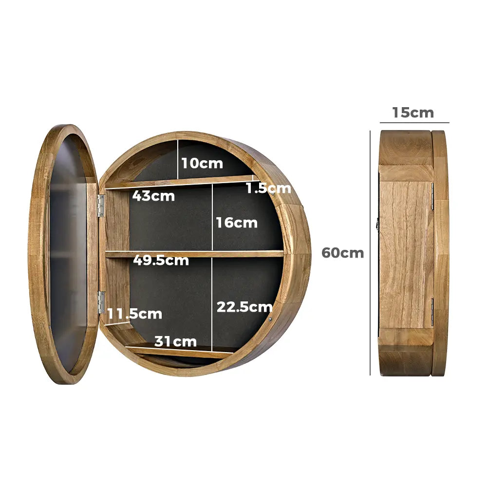 Sofie 600mm Round Wall-Mounted Mirror Bathroom Cabinet