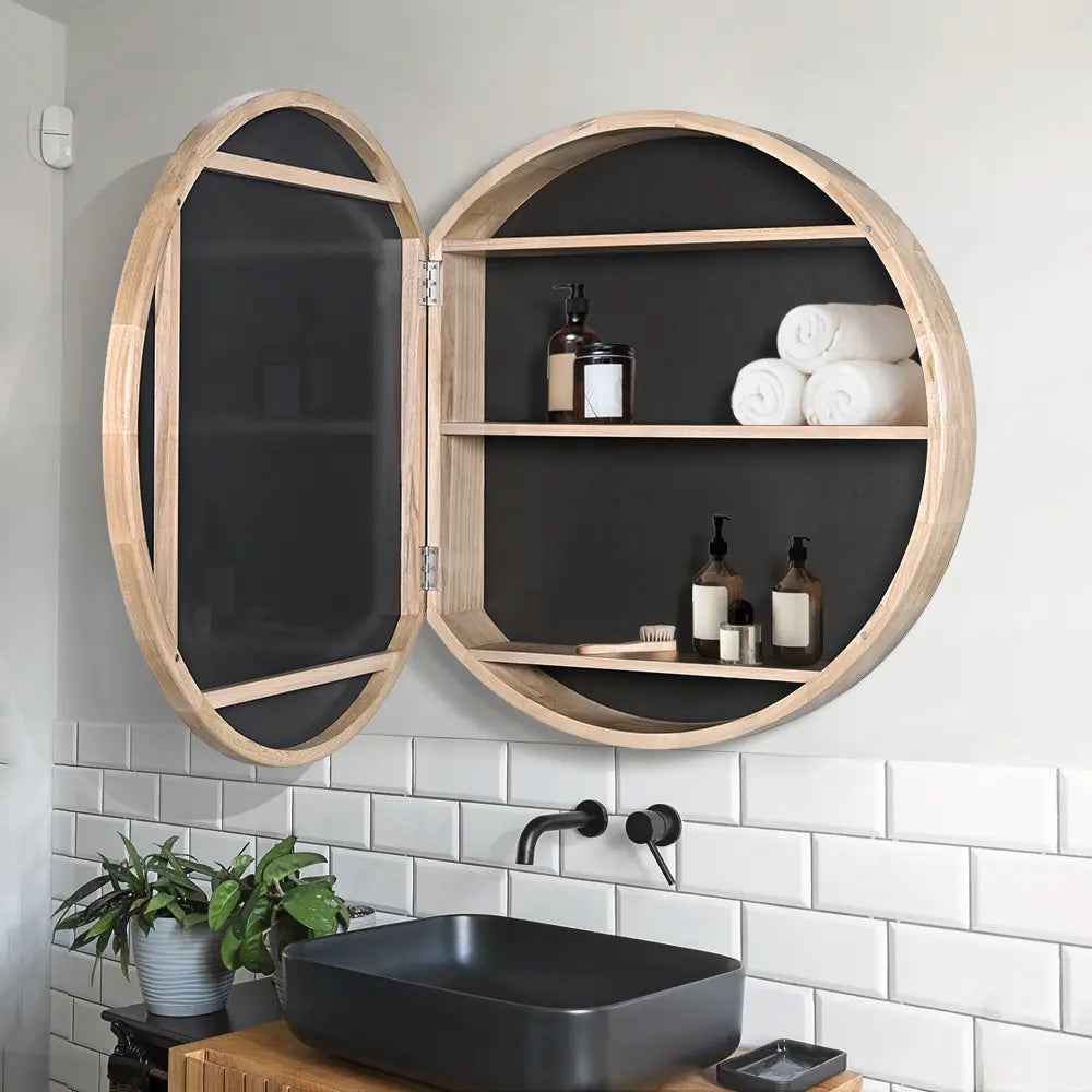 Sofie 800mm Round Wall-Mounted Mirror Bathroom Cabinet