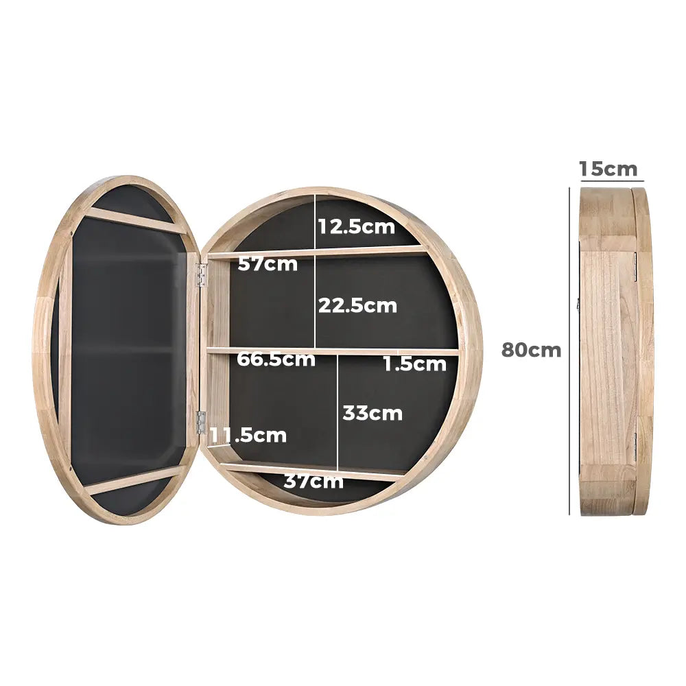 Sofie 800mm Round Wall-Mounted Mirror Bathroom Cabinet