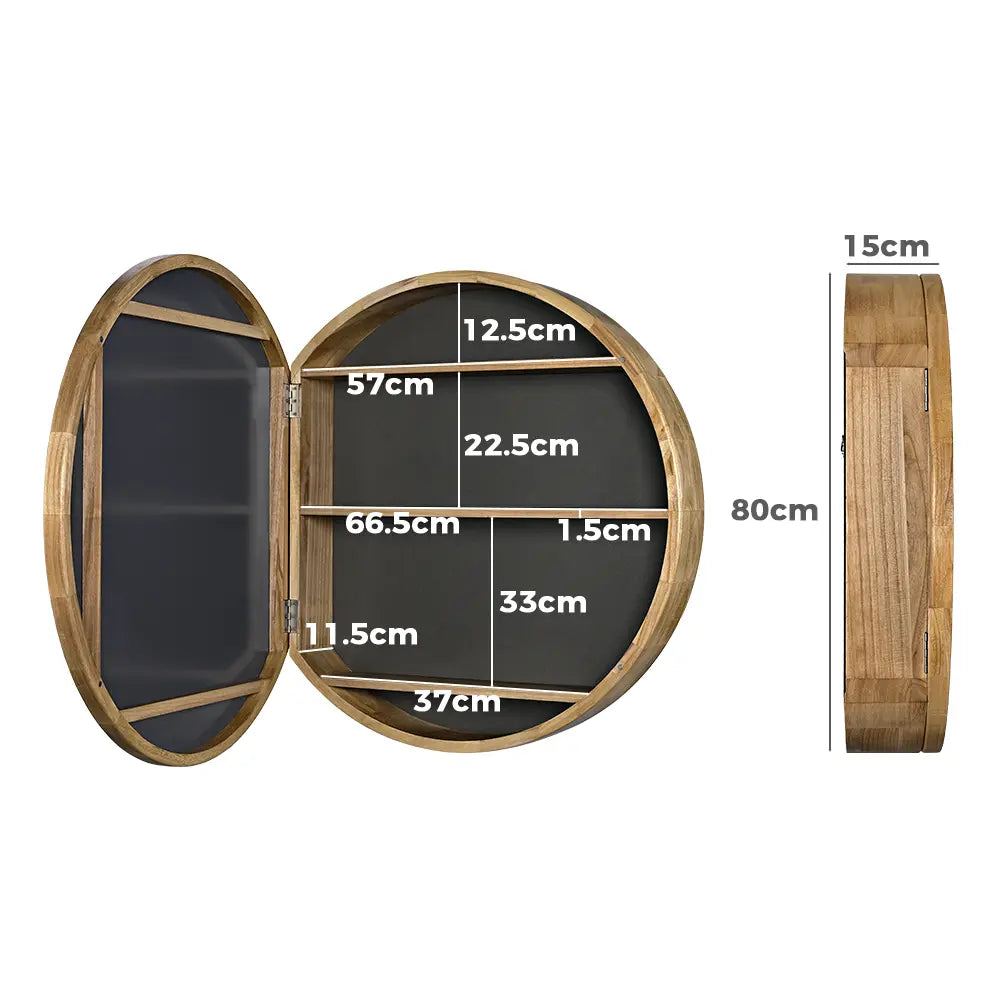 Sofie 800mm Round Wall-Mounted Mirror Bathroom Cabinet