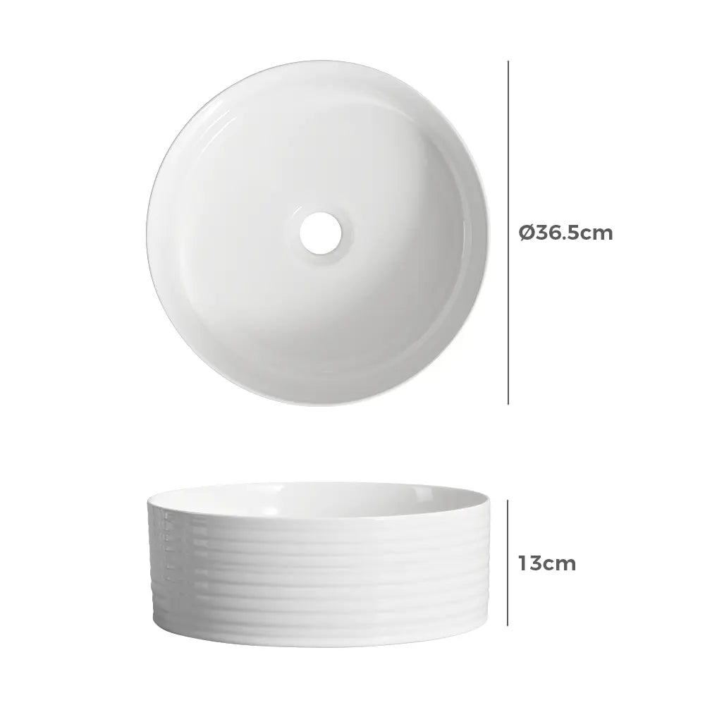 Seymour 365mm White Round Ceramic Above Counter Basin