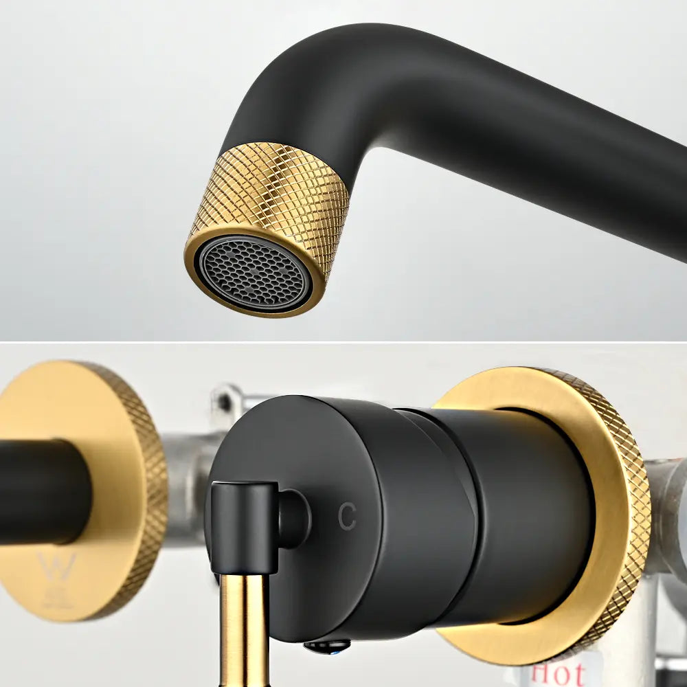 Polished 191mm Wall Mounted Basin Spout & Mixer Tap Set