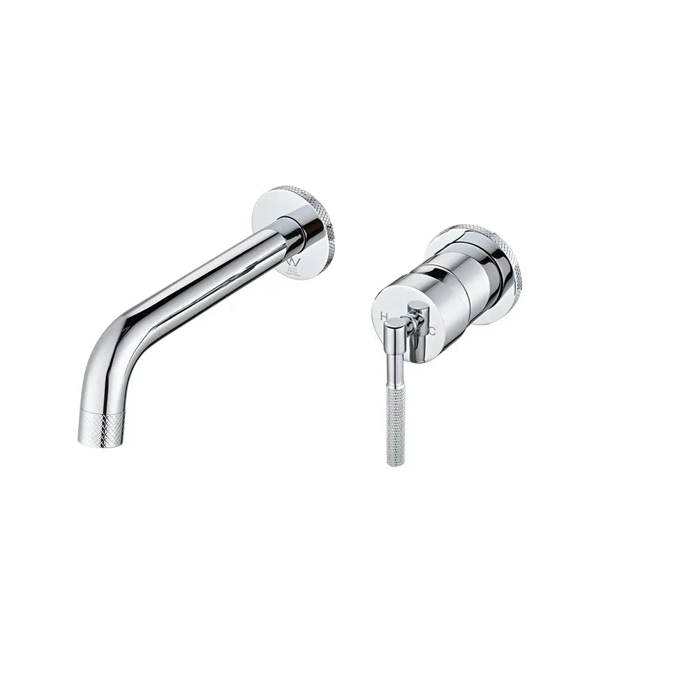 Polished 191mm Wall Mounted Basin Spout & Mixer Tap Set