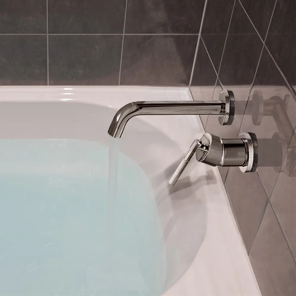 Polished 191mm Wall Mounted Basin Spout & Mixer Tap Set