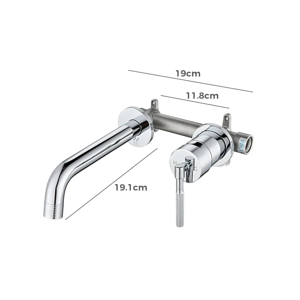 Polished 191mm Wall Mounted Basin Spout & Mixer Tap Set