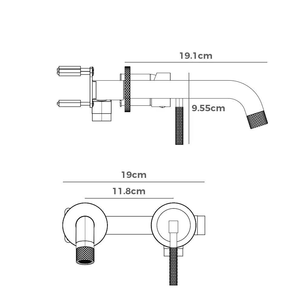 Polished 191mm Wall Mounted Basin Spout & Mixer Tap Set