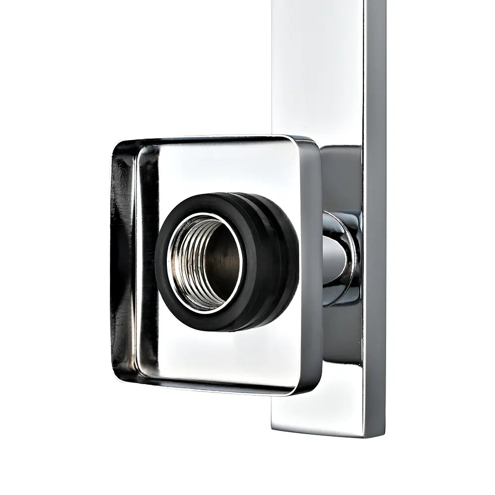 Chrome square wall-mounted shower arm connector with threaded fitting