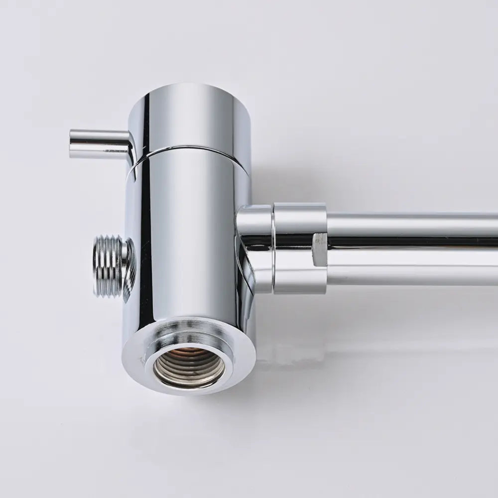 Chrome shower diverter valve component with threaded connections and lever handle