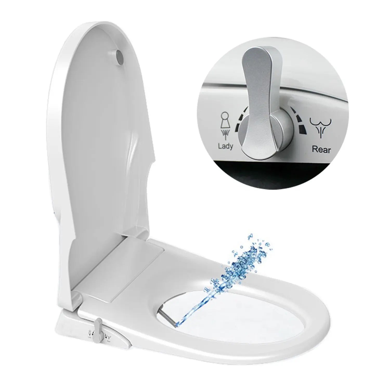 Non Electric Toilet Bidet Seat D Shape with Water Wash