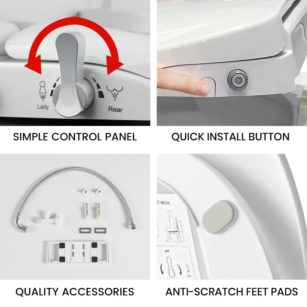 Non Electric Toilet Bidet Seat D Shape with Water Wash