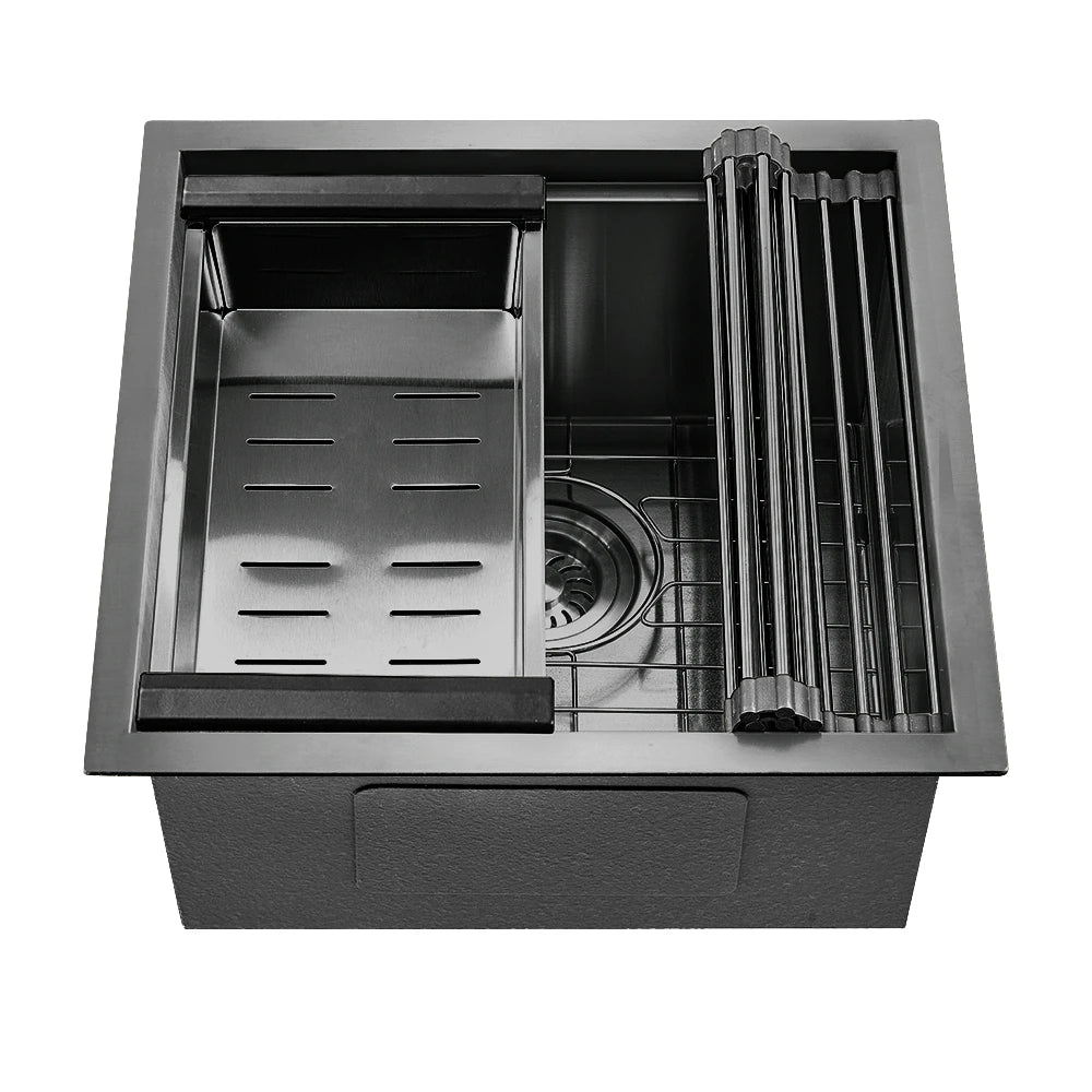 Sima 450x450mm Single Bowl Kitchen Sink 6Pc Workstation