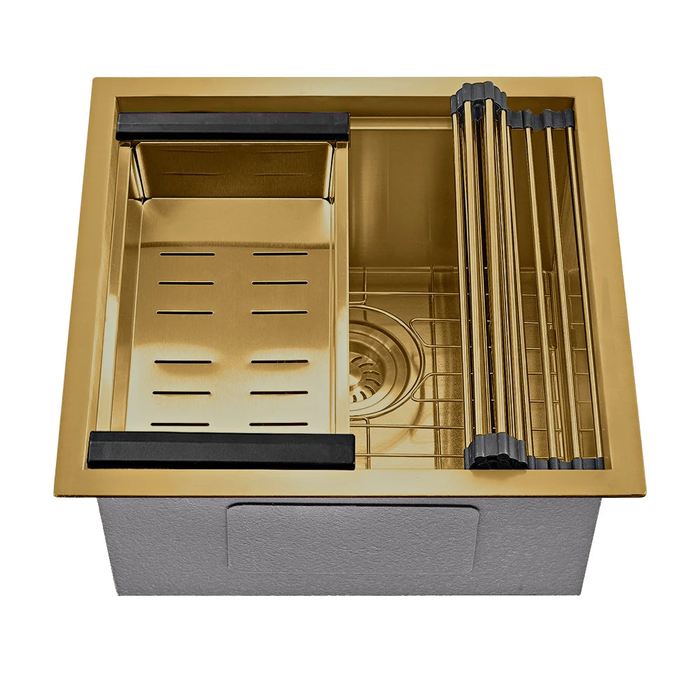 Sima 450x450mm Single Bowl Kitchen Sink 6Pc Workstation