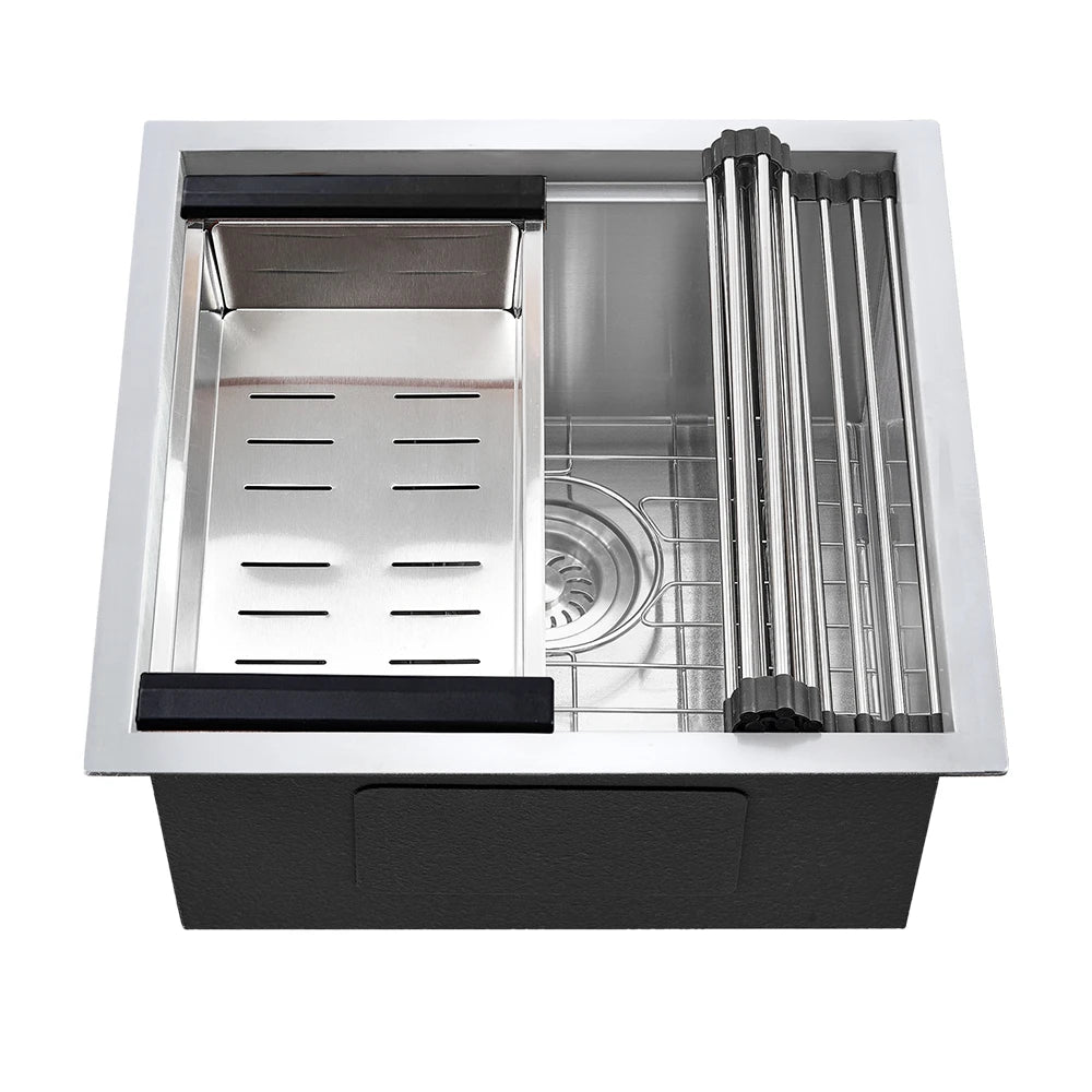 Sima 450x450mm Single Bowl Kitchen Sink 6Pc Workstation