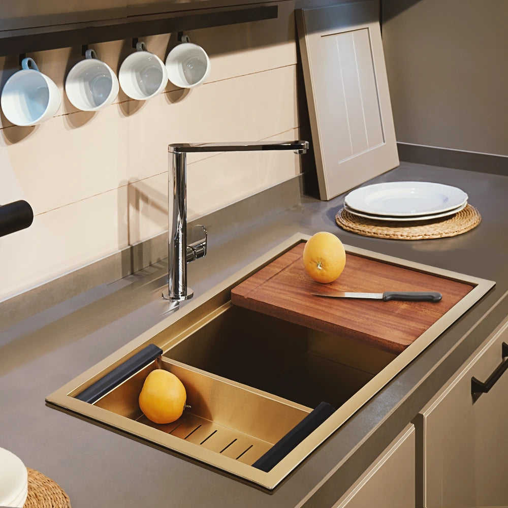 Sima 600x450mm Single Bowl Kitchen Sink 6Pc Workstation