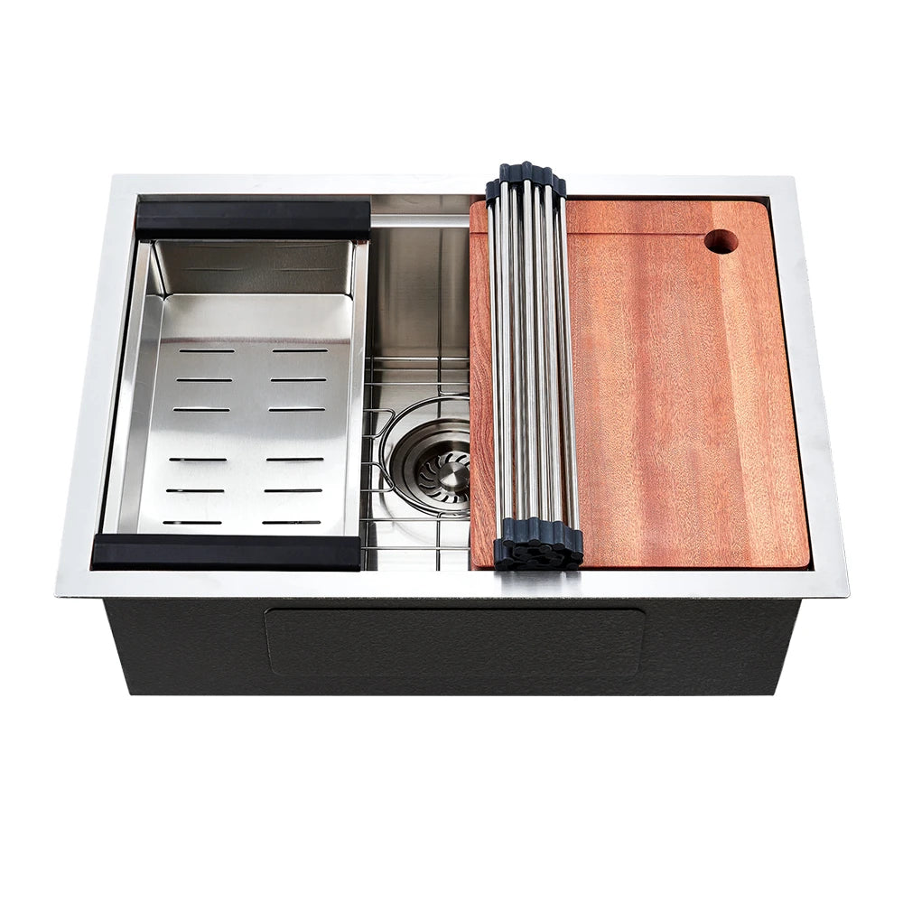 Sima 600x450mm Single Bowl Kitchen Sink 6Pc Workstation