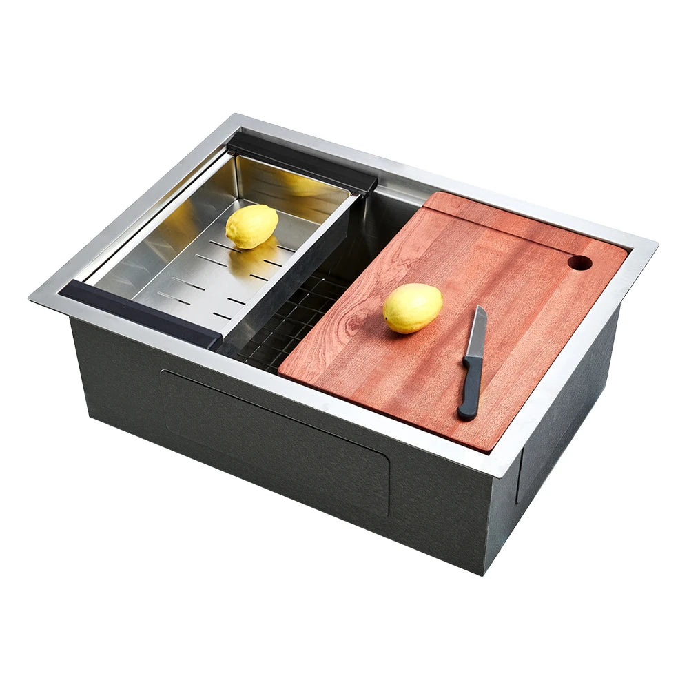 Sima 600x450mm Single Bowl Kitchen Sink 6Pc Workstation