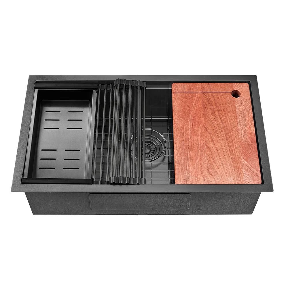 Sima 750x450mm Single Bowl Kitchen Sink 6Pc Workstation