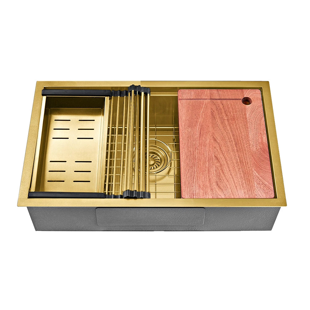 Sima 750x450mm Single Bowl Kitchen Sink 6Pc Workstation