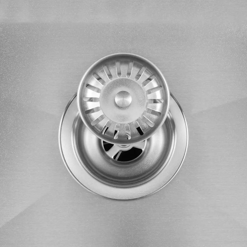 Compact Sima-X kitchen sink with drying rack and strainer in place