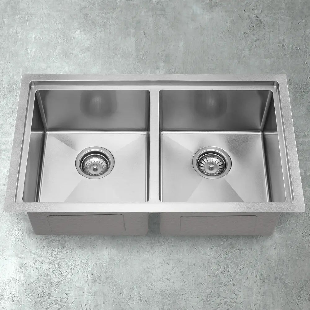 Sima-Plus 750x450mm Double Bowl Kitchen Sink 8Pc Workstation