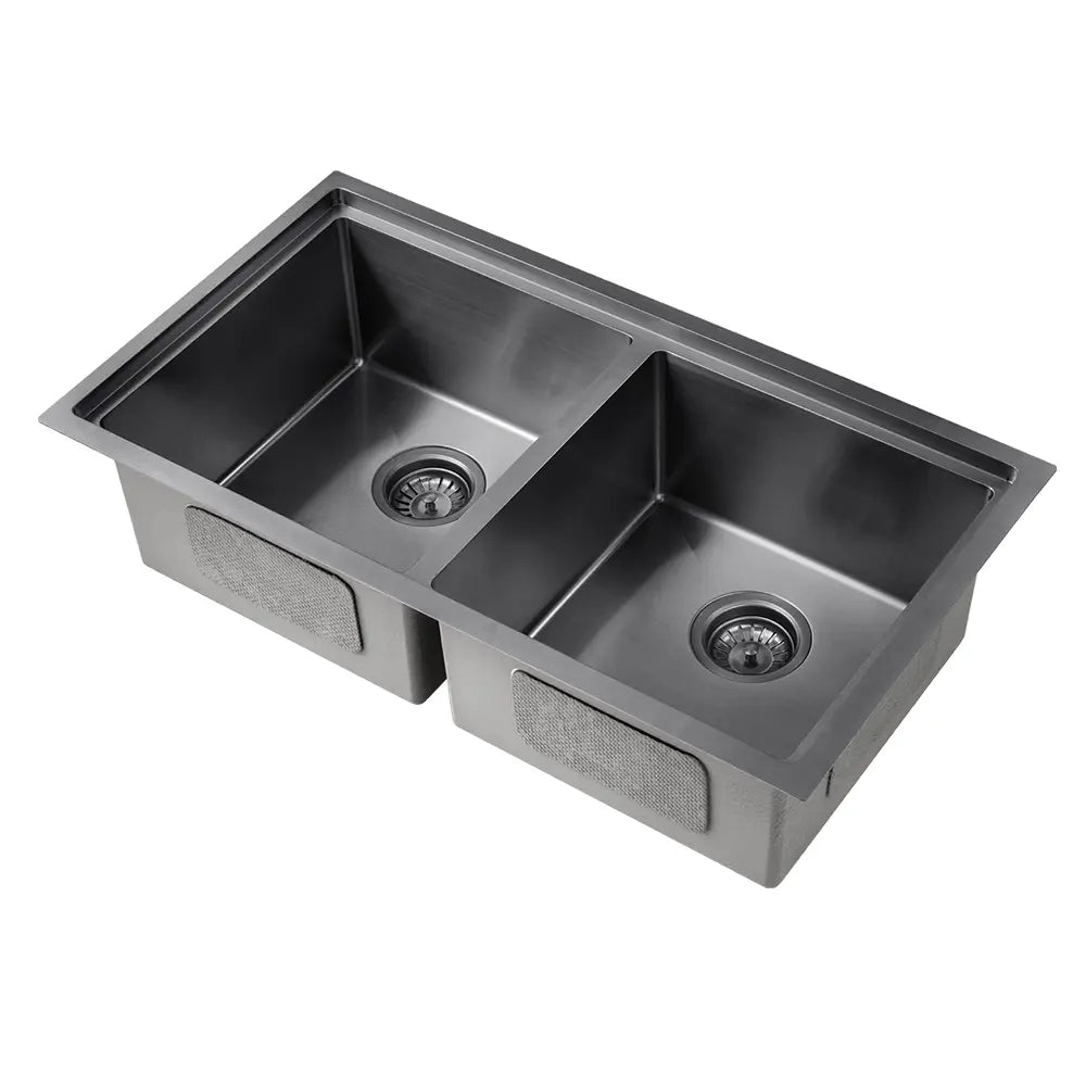 Sima-Plus 820x450mm Double Bowl Kitchen Sink 8Pc Workstation