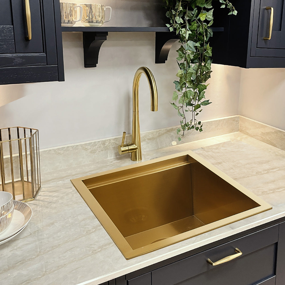 Sima 450x450mm Single Bowl Kitchen Sink 6Pc Workstation