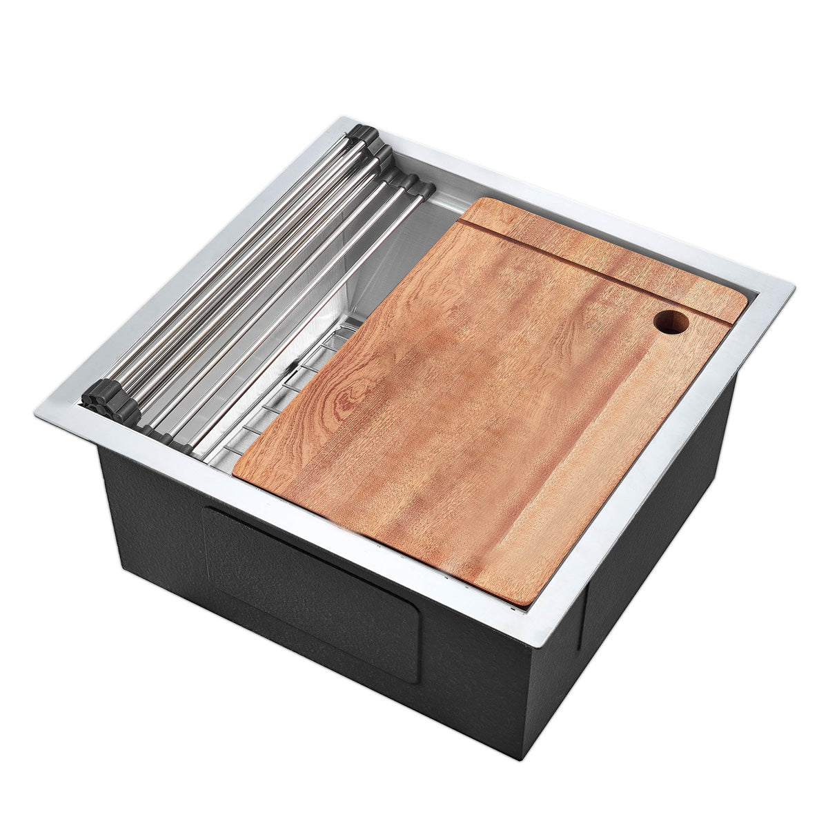 Sima 450x450mm Single Bowl Kitchen Sink 6Pc Workstation