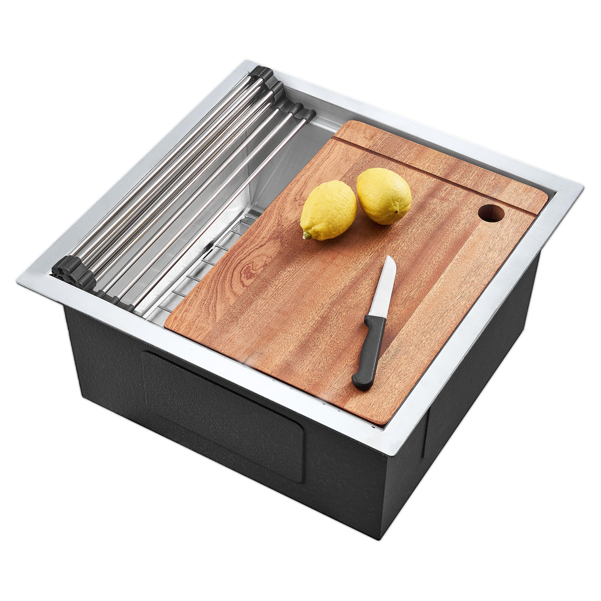 Sima 450x450mm Single Bowl Kitchen Sink 6Pc Workstation