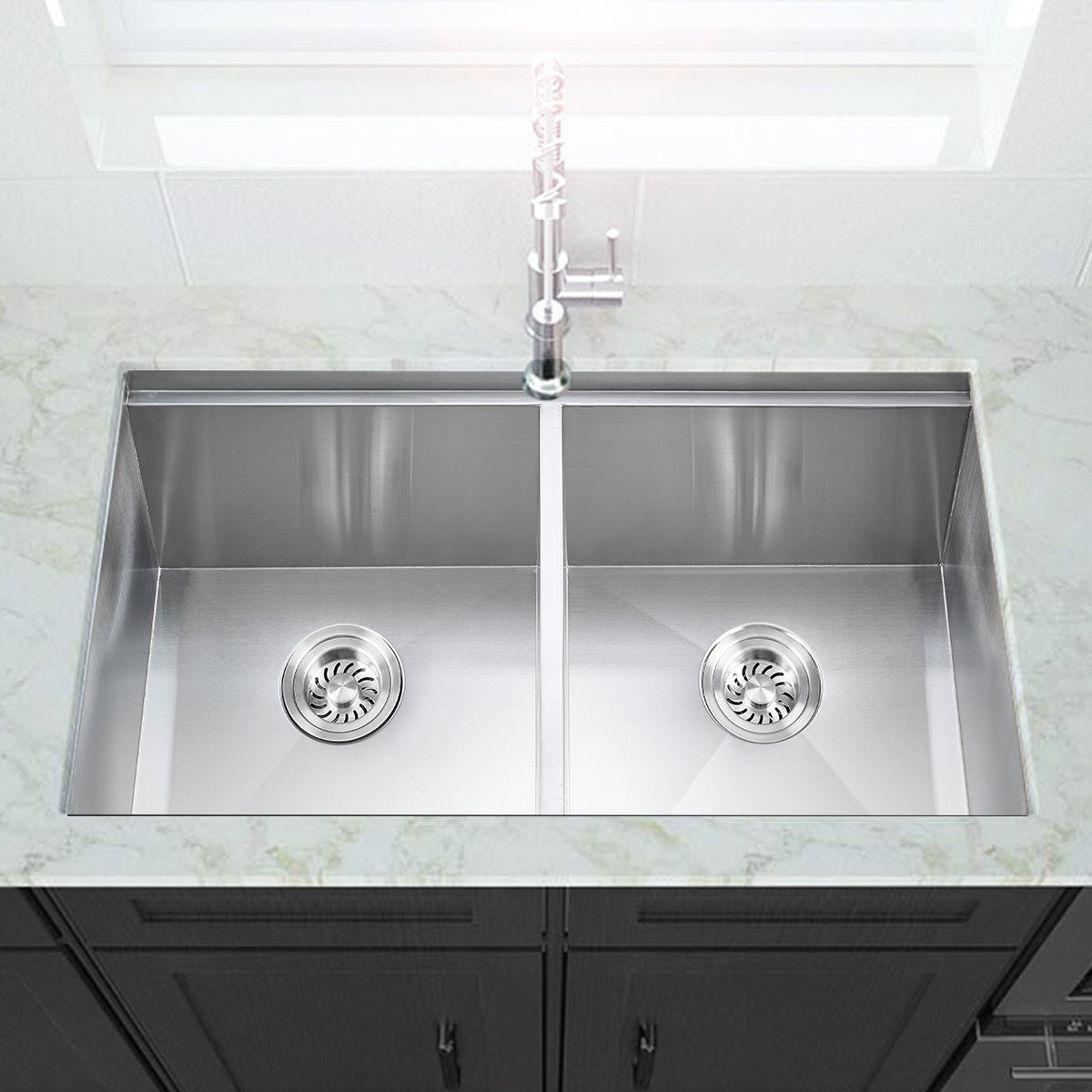 Sima 750x450mm Double Bowl Kitchen Sink 7Pc Workstation