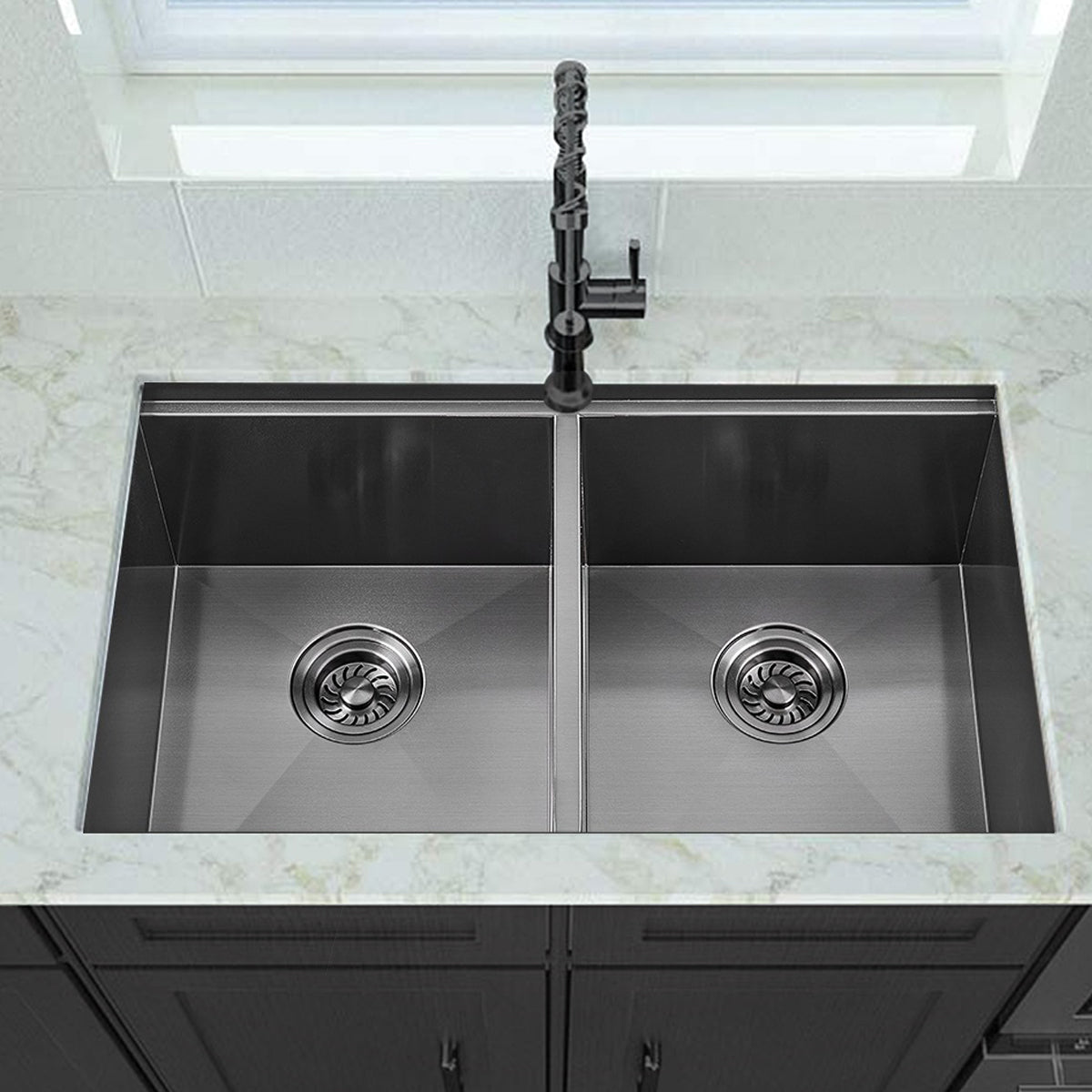 Sima 820x450mm Double Bowl Kitchen Sink 7Pc Workstation
