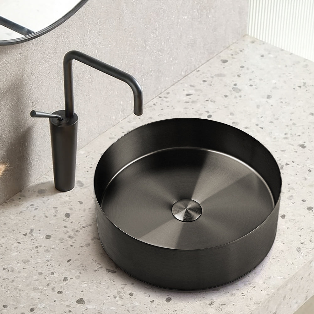 Sima-X 400x400mm Single Round Bowl Kitchen Sink Basin Workstation