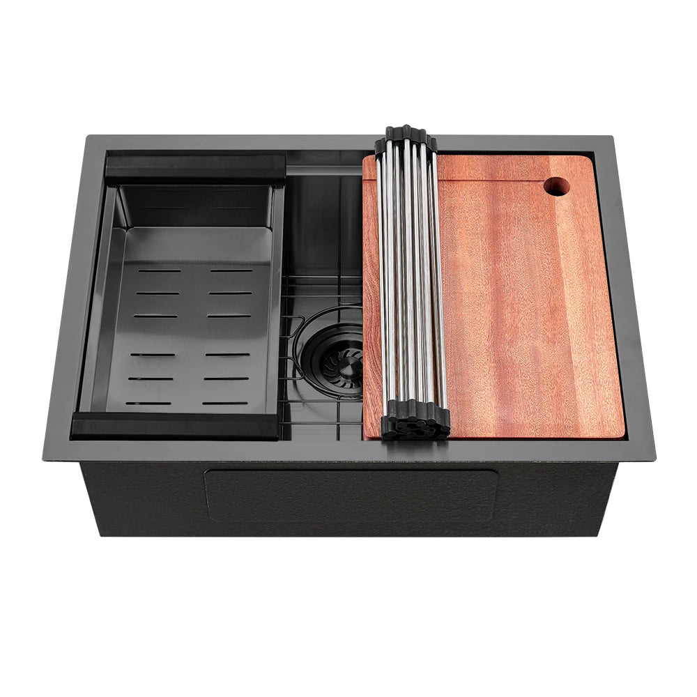 Sima 600x450mm Single Bowl Kitchen Sink 6Pc Workstation