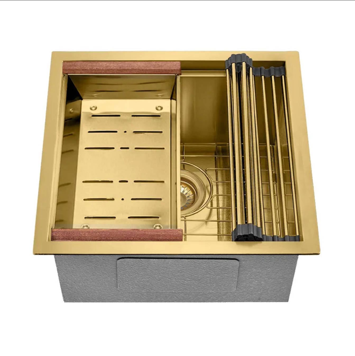 Sima-V 450x450mm Single Bowl Kitchen Sink 6Pc Workstation