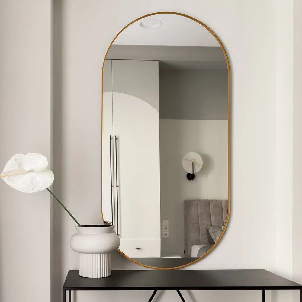 Bathroom Vanity Wall Mirror Oval Aluminium Frame 500MM x 1000MM