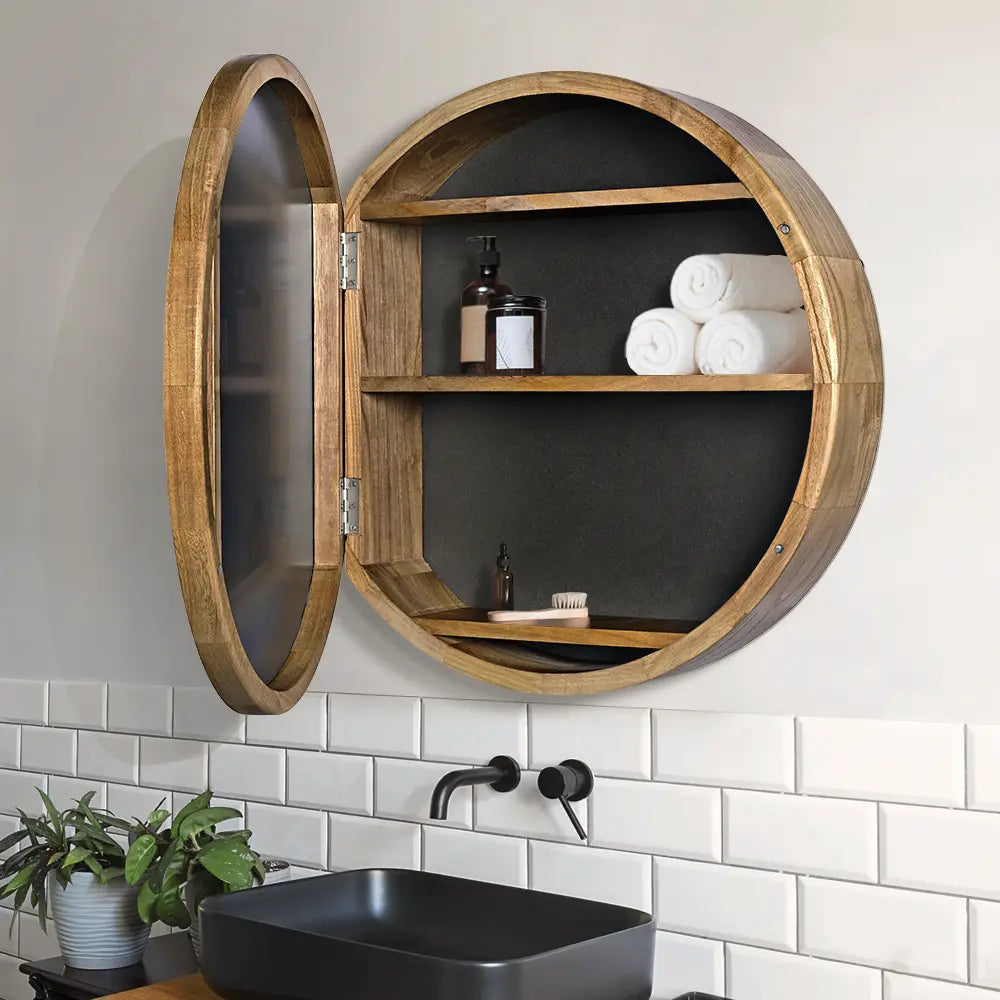 Sofie 600mm Round Wall-Mounted Mirror Bathroom Cabinet