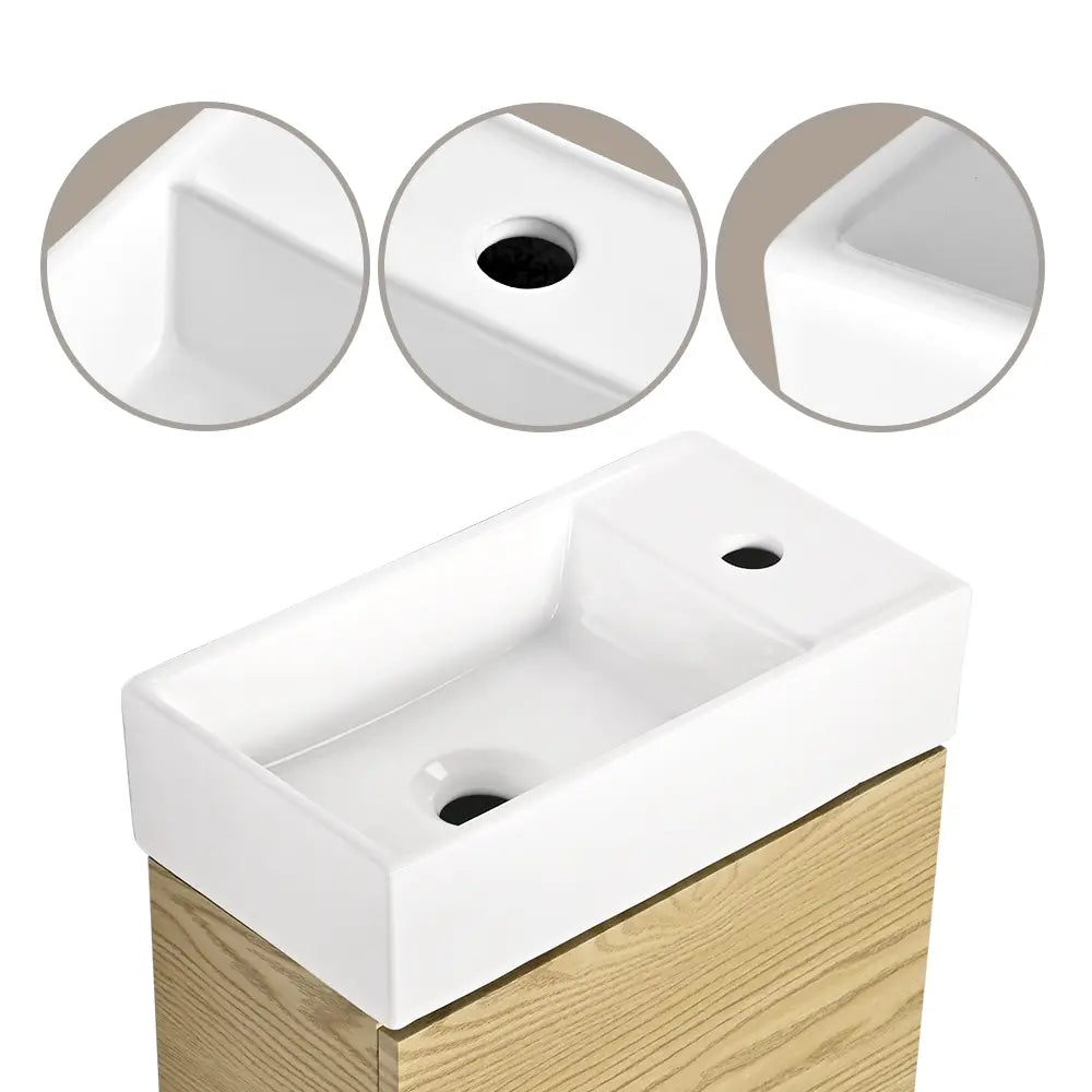 Bathroom sink with close-up details on a white background.