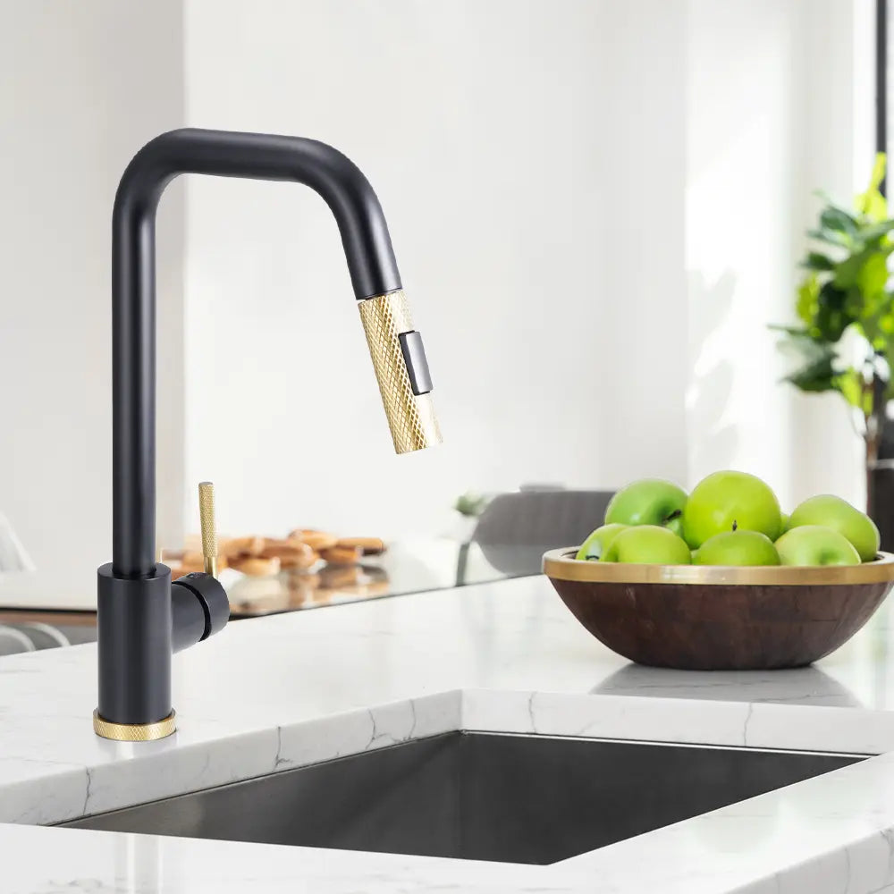 Kiko Square Pull Out Sink Mixer Tap Matte Black