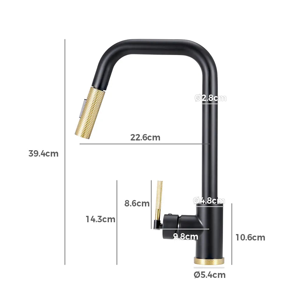 Kiko Square Pull Out Sink Mixer Tap Matte Black