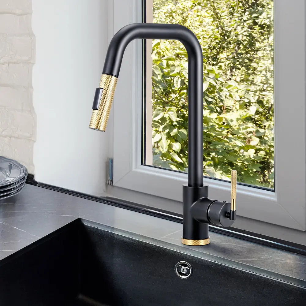 Kiko Square Pull Out Sink Mixer Tap Matte Black