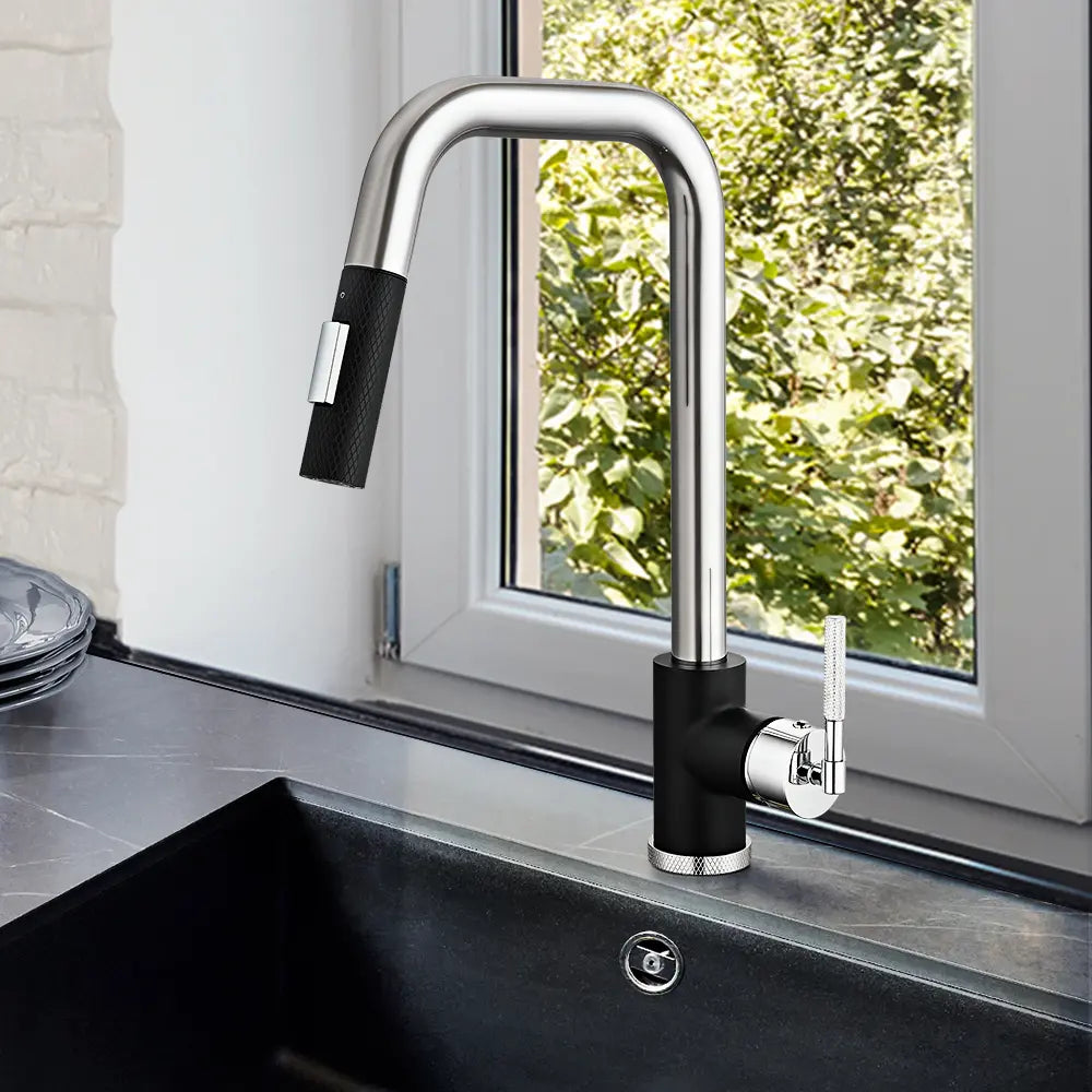 Kiko Square Pull Out Sink Mixer Tap Chrome