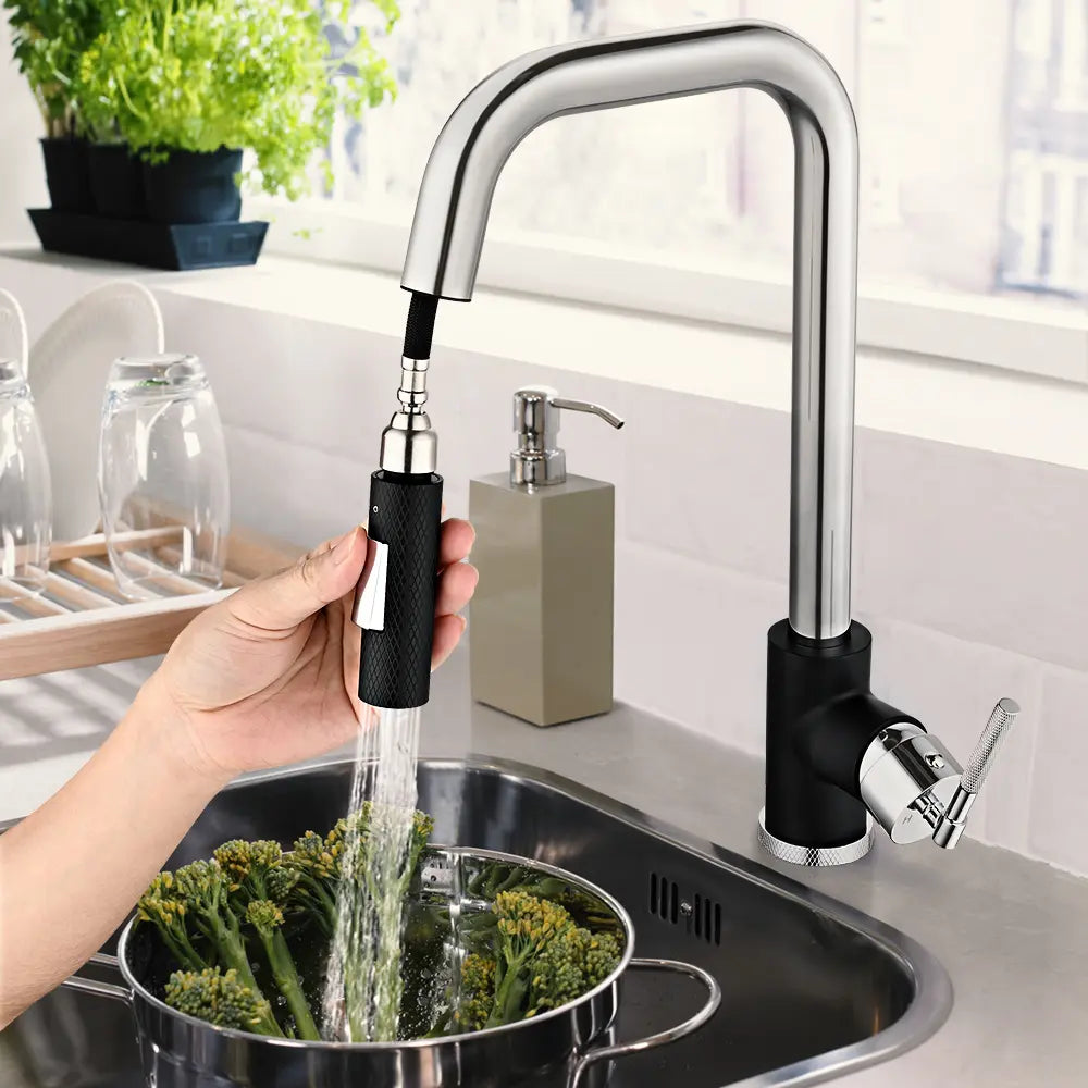 Kiko Square Pull Out Sink Mixer Tap Chrome