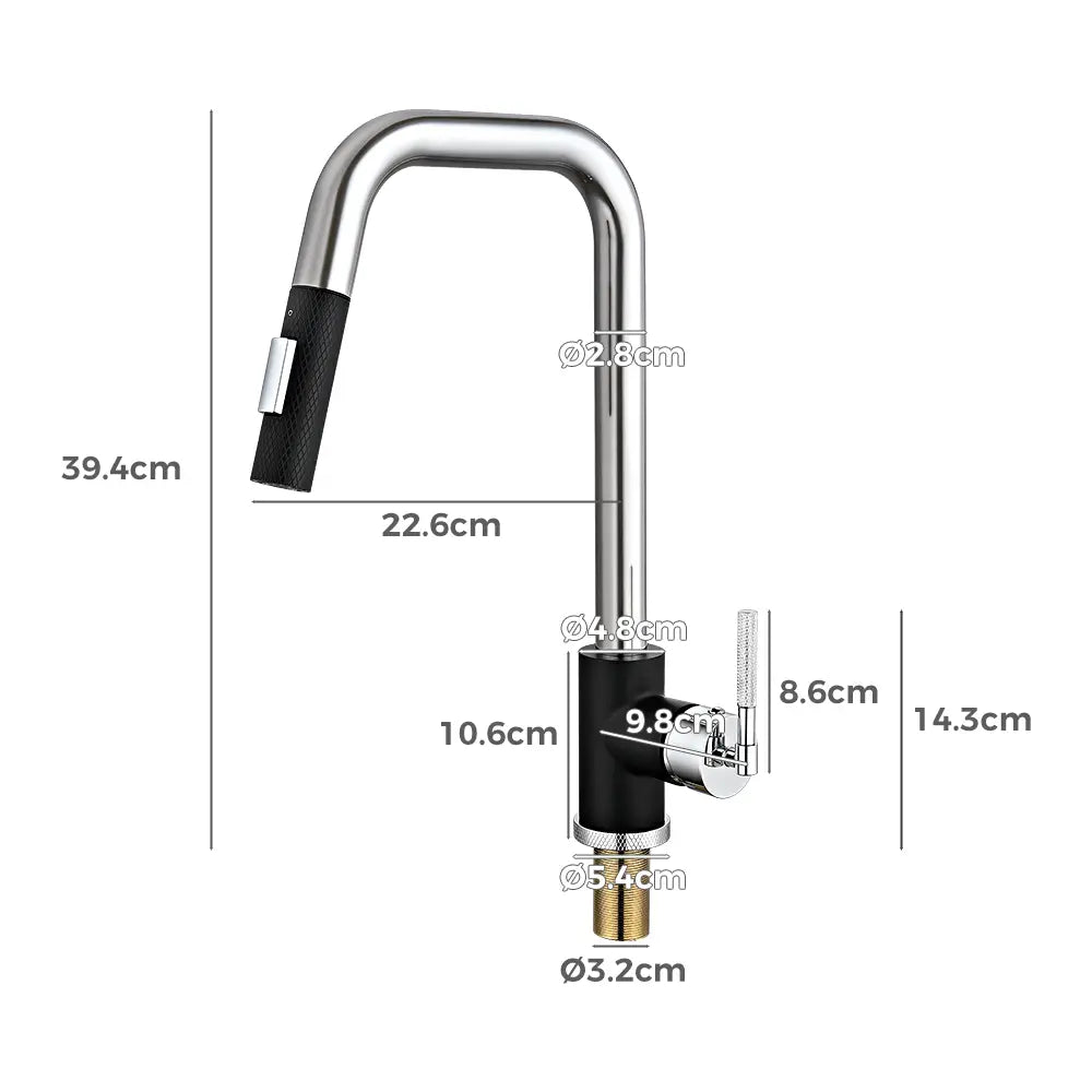 Kiko Square Pull Out Sink Mixer Tap Chrome