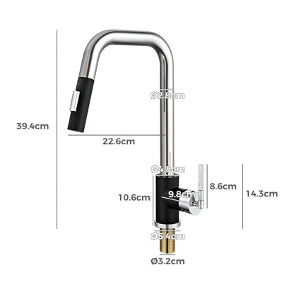 Kiko Square Pull Out Sink Mixer Tap Chrome