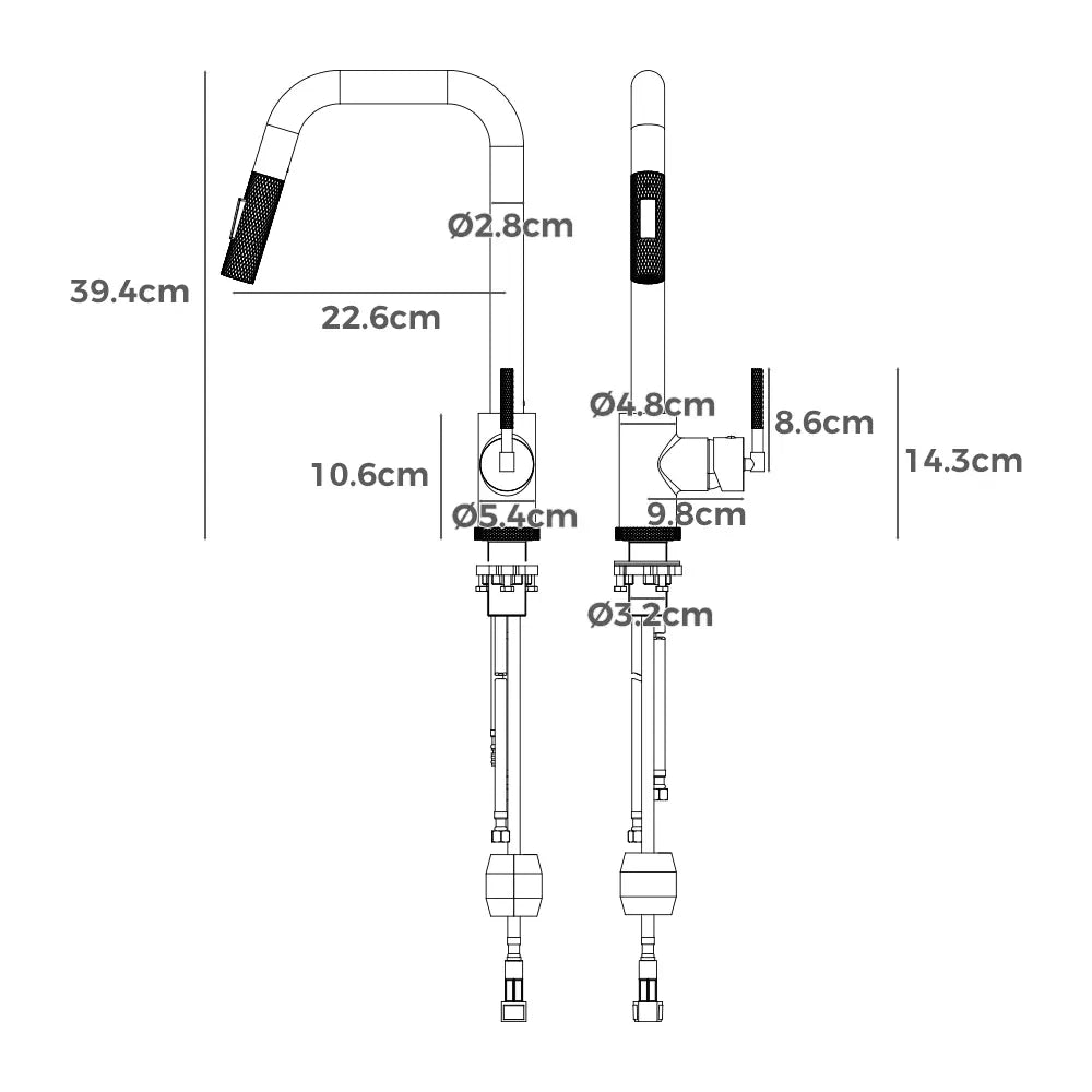 Kiko Square Pull Out Sink Mixer Tap Chrome