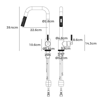 Kiko Square Pull Out Sink Mixer Tap Chrome