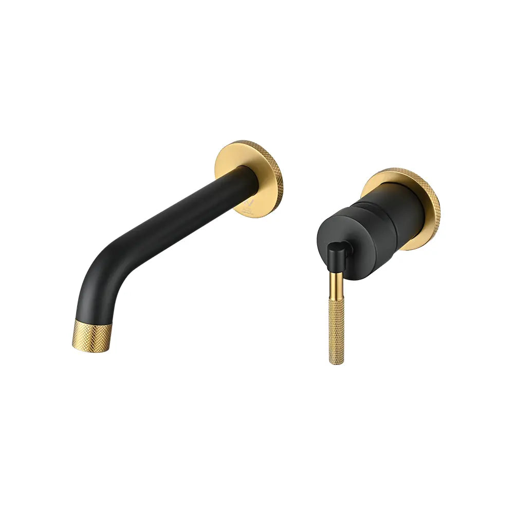Polished 191mm Wall Mounted Basin Spout & Mixer Tap Set