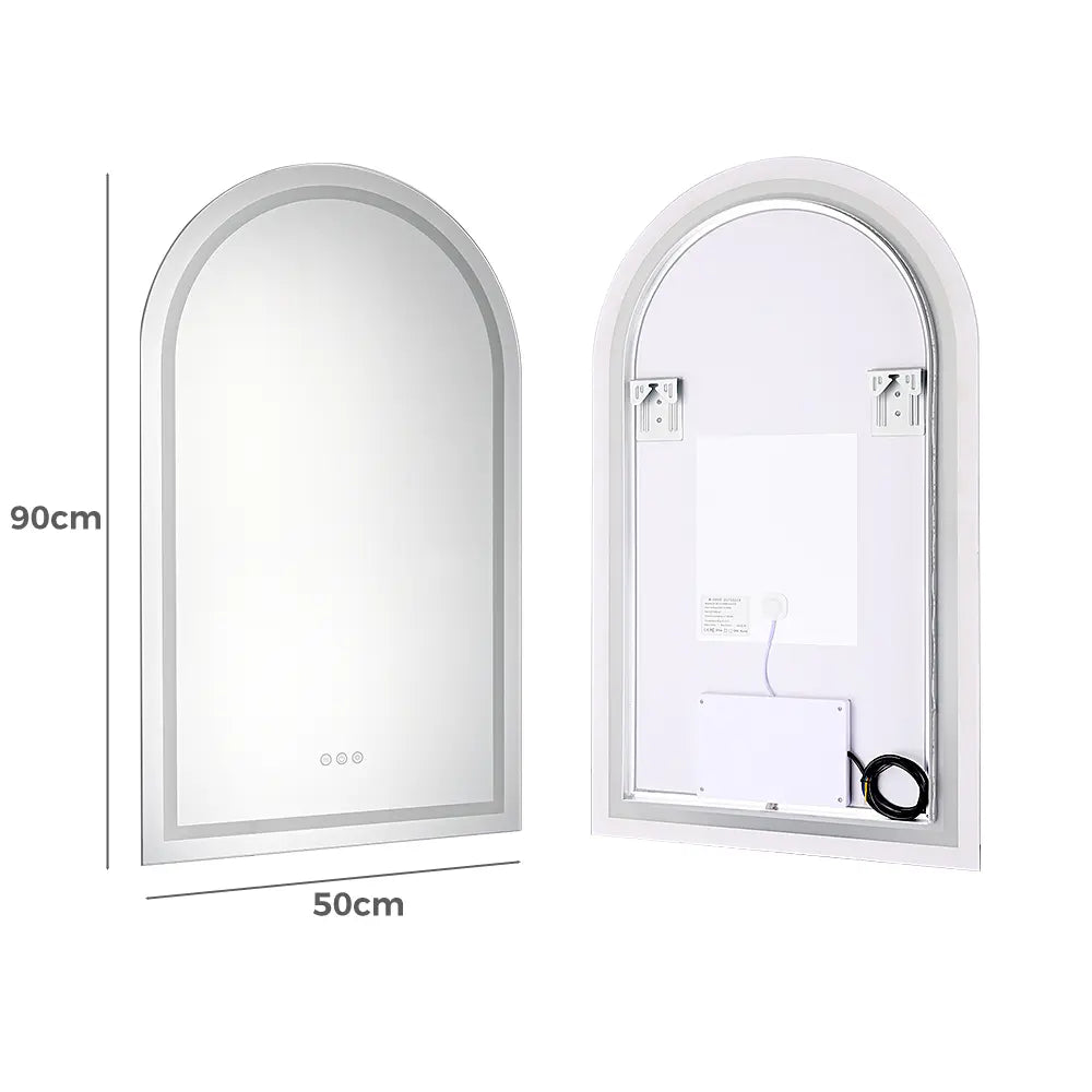 Bathroom LED Lighted Wall Mirror Frameless Arch Frontlit